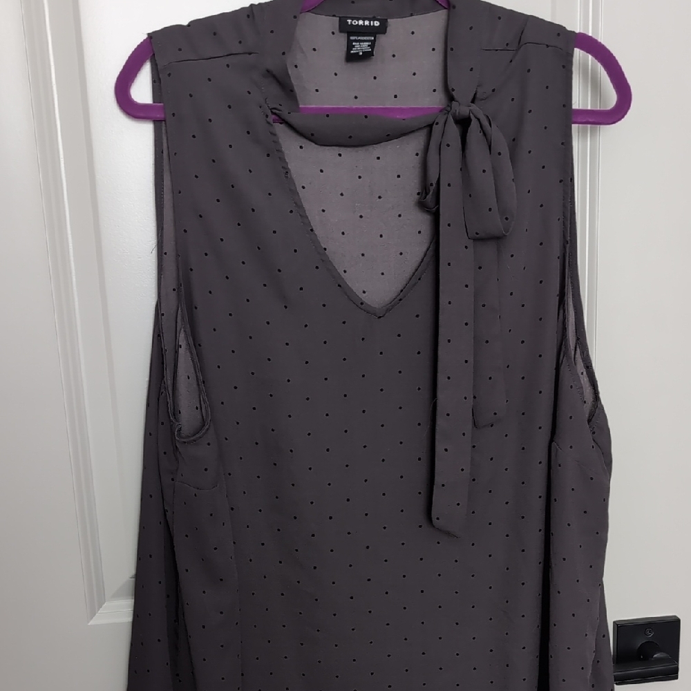 Torrid Gray Sleeveless Top with Bow Detail